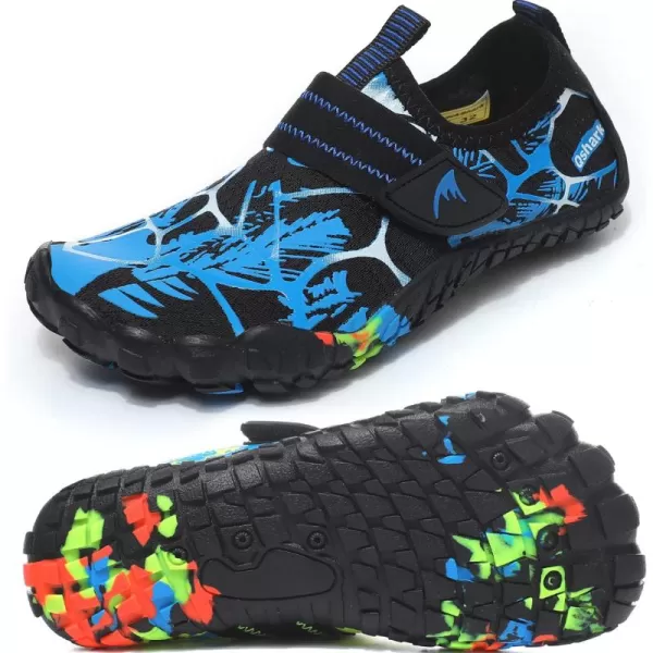 Quickshark Kids Water Shoes Boys Girls Barefoot Aqua Socks Outdoor Indoor Quick Dry Sandals Lightweight Slip On Walking Sneakers for Beach Pool Swim Little KidBig Kid6blackBlue