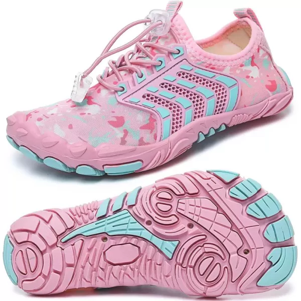 Quickshark Kids Water Shoes Boys Girls Barefoot Aqua Socks Outdoor Indoor Quick Dry Sandals Lightweight Slip On Walking Sneakers for Beach Pool Swim Little KidBig Kid3pink