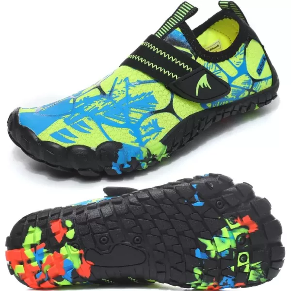 Quickshark Kids Water Shoes Boys Girls Barefoot Aqua Socks Outdoor Indoor Quick Dry Sandals Lightweight Slip On Walking Sneakers for Beach Pool Swim Little KidBig Kid6greenBlue