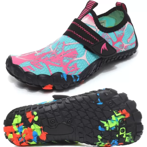 Quickshark Kids Water Shoes Boys Girls Barefoot Aqua Socks Outdoor Indoor Quick Dry Sandals Lightweight Slip On Walking Sneakers for Beach Pool Swim Little KidBig Kid6cyanPink