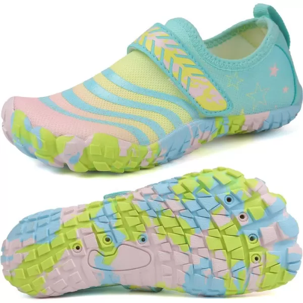 Quickshark Kids Water Shoes Boys Girls Barefoot Aqua Socks Outdoor Indoor Quick Dry Sandals Lightweight Slip On Walking Sneakers for Beach Pool Swim Little KidBig Kid11cyan