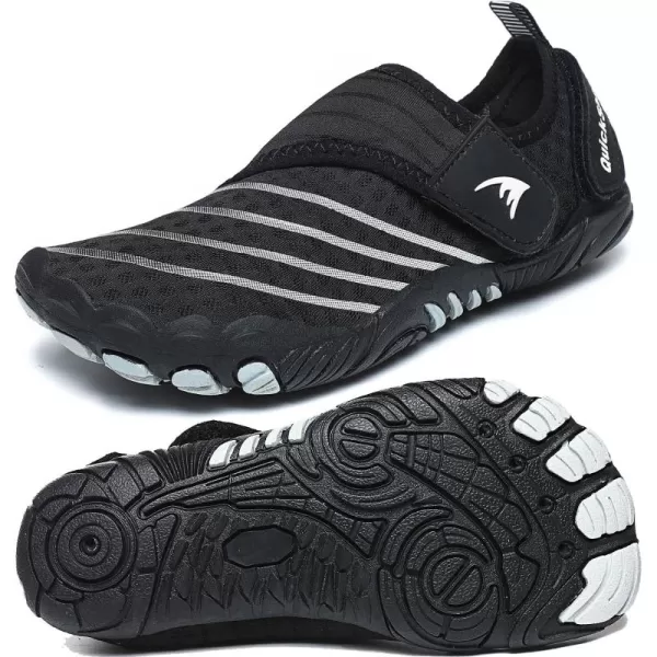 Quickshark Kids Water Shoes Boys Girls Barefoot Aqua Socks Outdoor Indoor Quick Dry Sandals Lightweight Slip On Walking Sneakers for Beach Pool Swim Little KidBig Kid2blackWhite