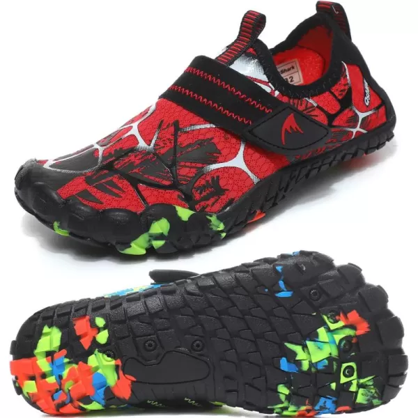 Quickshark Kids Water Shoes Boys Girls Barefoot Aqua Socks Outdoor Indoor Quick Dry Sandals Lightweight Slip On Walking Sneakers for Beach Pool Swim Little KidBig Kid6redBlack