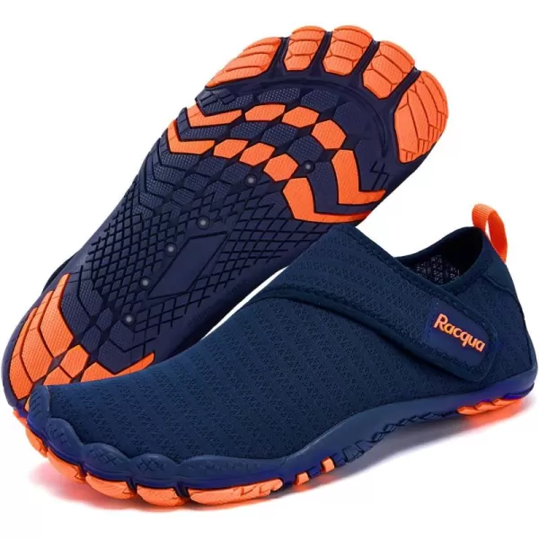 Racqua Mens Womens SlipOn Water Shoes Quick Dry Barefoot Lightweight Aqua Shoes Beach Swim Pool Hiking Sport ShoesWz117mnavyOrange