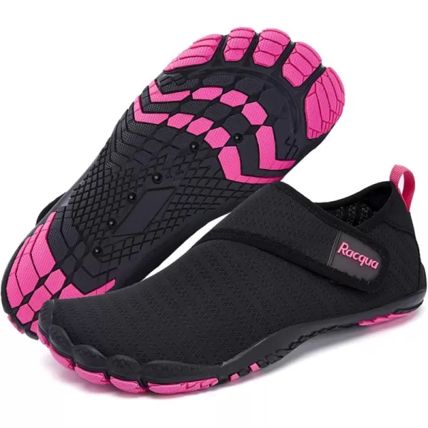 Racqua Mens Womens SlipOn Water Shoes Quick Dry Barefoot Lightweight Aqua Shoes Beach Swim Pool Hiking Sport ShoesWz117wblackRose