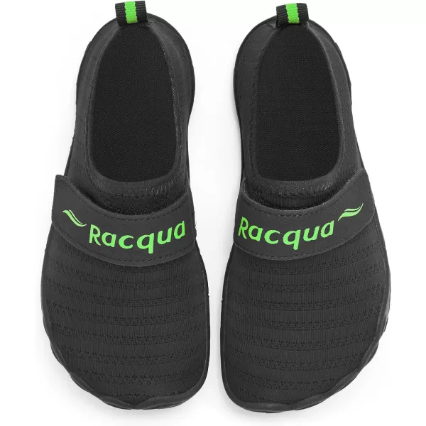 Racqua Kids Water Shoes NonSlip Beach Shoes Outdoor Breathable Swim Shoes Quick Dry Lightweight Pool Aqua Shoes Boys GirlsLittle KidBig KidBlackGreen