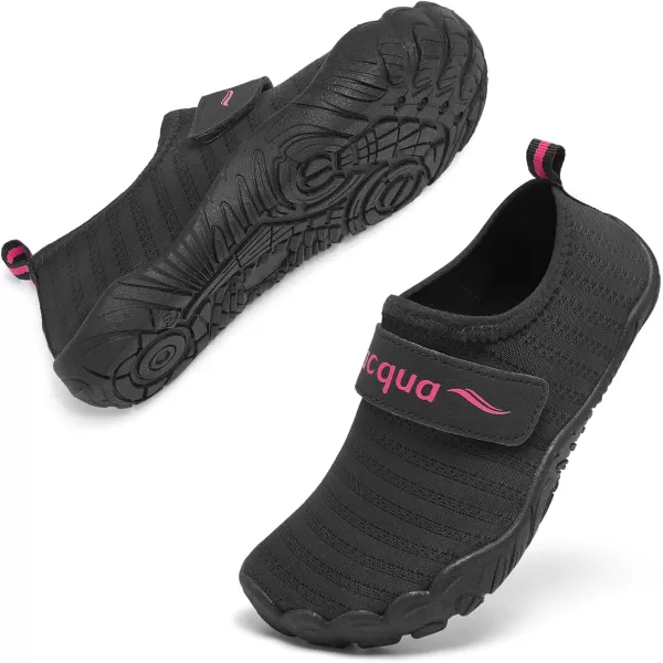 Racqua Kids Water Shoes NonSlip Beach Shoes Outdoor Breathable Swim Shoes Quick Dry Lightweight Pool Aqua Shoes Boys GirlsLittle KidBig KidBlackRose