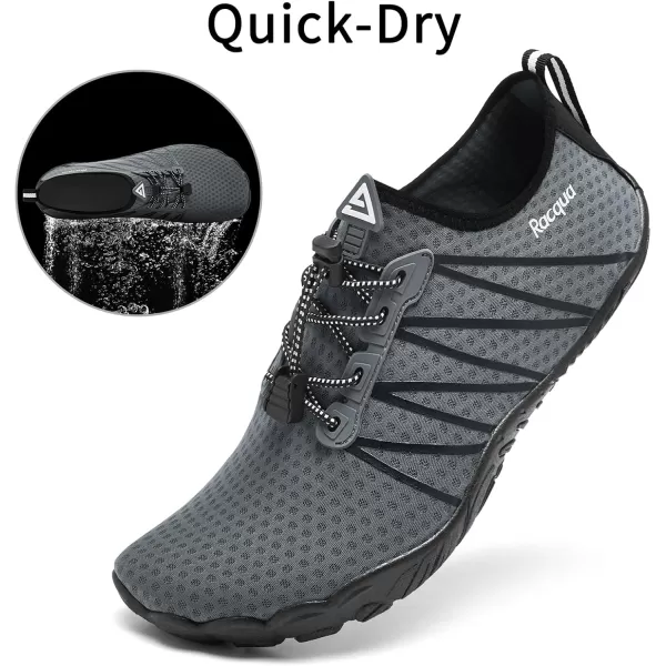 Racqua Men Women Water Shoes QuickDry Breathable Swim Shoes Lightweight Aqua Shoes Beach Pool Hiking ShoesWz1104grey