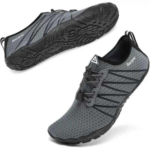 Racqua Men Women Water Shoes QuickDry Breathable Swim Shoes Lightweight Aqua Shoes Beach Pool Hiking ShoesWz1104grey