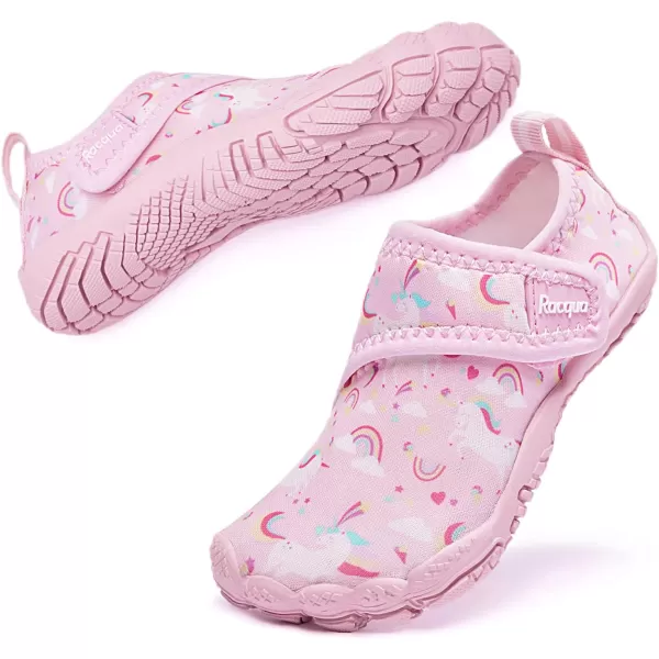 Racqua Toddler Boys Girls SlipOn Water Shoes Quick Dry Barefoot Aqua Shoes ToddlerLittle KidWzk167pink Unicorn