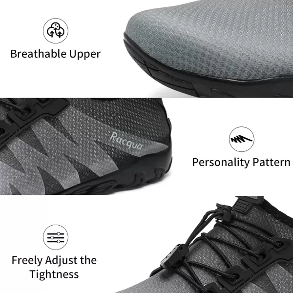 Racqua Water Shoes Men Women Quick Dry Gradient Colors Barefoot Aqua Athletic Sports Swim Surf Beach ShoesHd131mgreyBlack