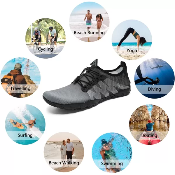 Racqua Water Shoes Men Women Quick Dry Gradient Colors Barefoot Aqua Athletic Sports Swim Surf Beach ShoesHd131mgreyBlack