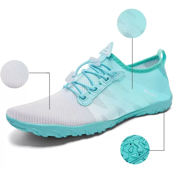 Racqua Water Shoes Men Women Quick Dry Gradient Colors Barefoot Aqua Athletic Sports Swim Surf Beach ShoesHd131mwhiteMint