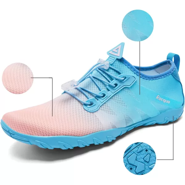 Racqua Water Shoes Men Women Quick Dry Gradient Colors Barefoot Aqua Athletic Sports Swim Surf Beach ShoesHd131wpinkBlue