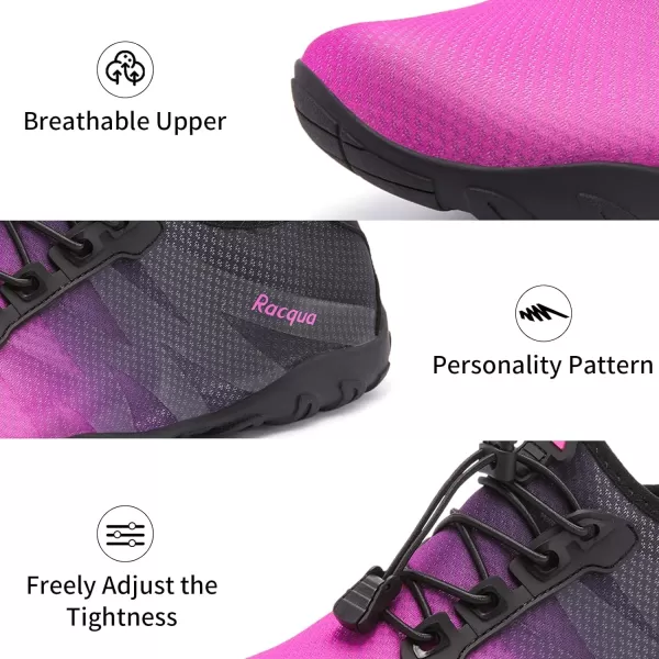 Racqua Water Shoes Men Women Quick Dry Gradient Colors Barefoot Aqua Athletic Sports Swim Surf Beach ShoesHd131wroseBlack