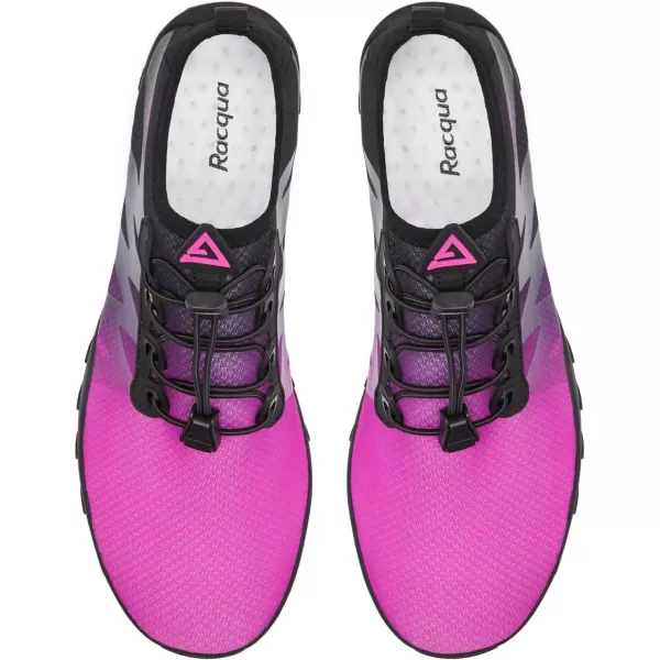 Racqua Water Shoes Men Women Quick Dry Gradient Colors Barefoot Aqua Athletic Sports Swim Surf Beach ShoesHd131wroseBlack