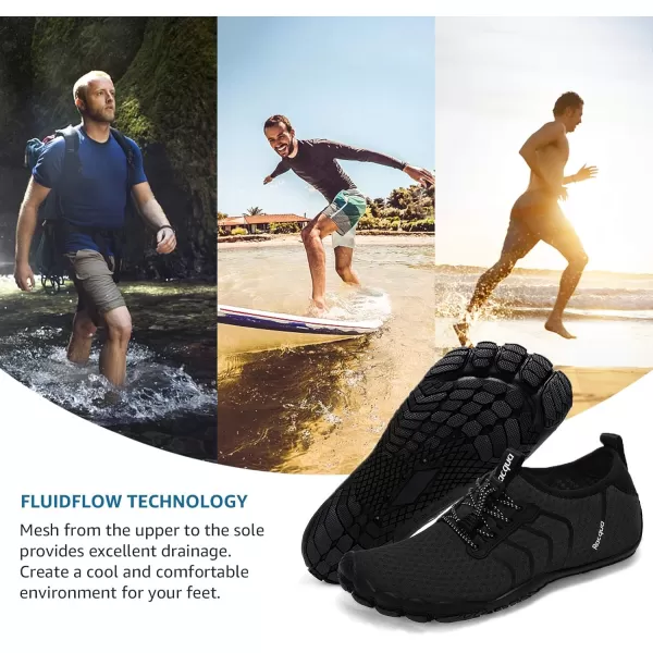 Racqua Water Shoes Quick Dry Barefoot Beach Aqua Sport Swim Surf Pool Hiking Diving Walking for Men WomenWz111black