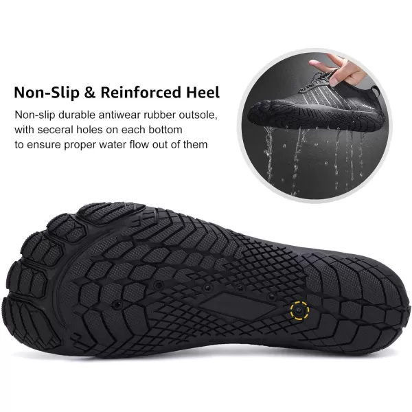 Racqua Water Shoes Quick Dry Barefoot Beach Aqua Sport Swim Surf Pool Hiking Diving Walking for Men WomenWz111black