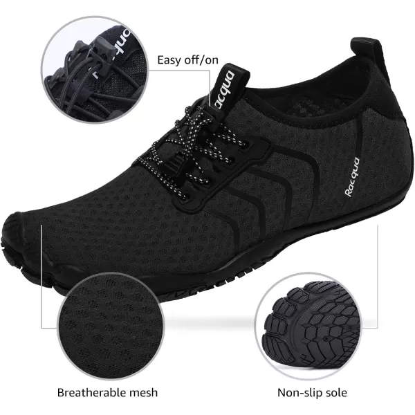 Racqua Water Shoes Quick Dry Barefoot Beach Aqua Sport Swim Surf Pool Hiking Diving Walking for Men WomenWz111black