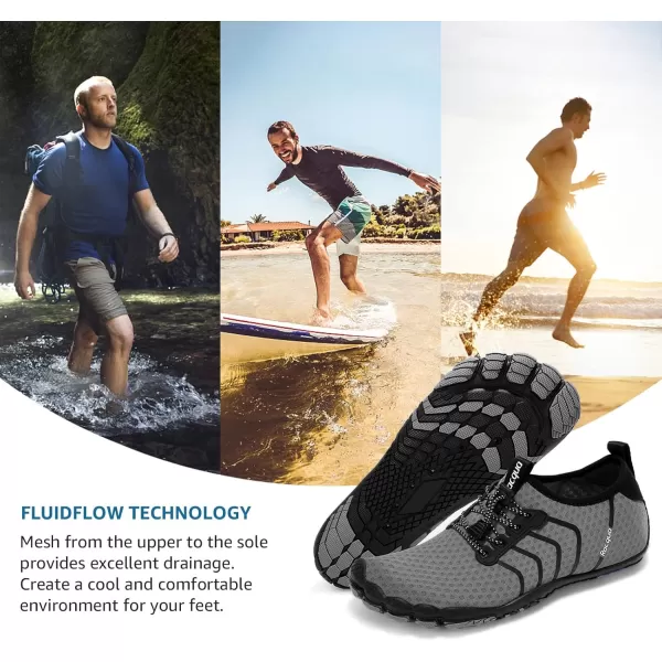 Racqua Water Shoes Quick Dry Barefoot Beach Aqua Sport Swim Surf Pool Hiking Diving Walking for Men WomenWz111deep Grey