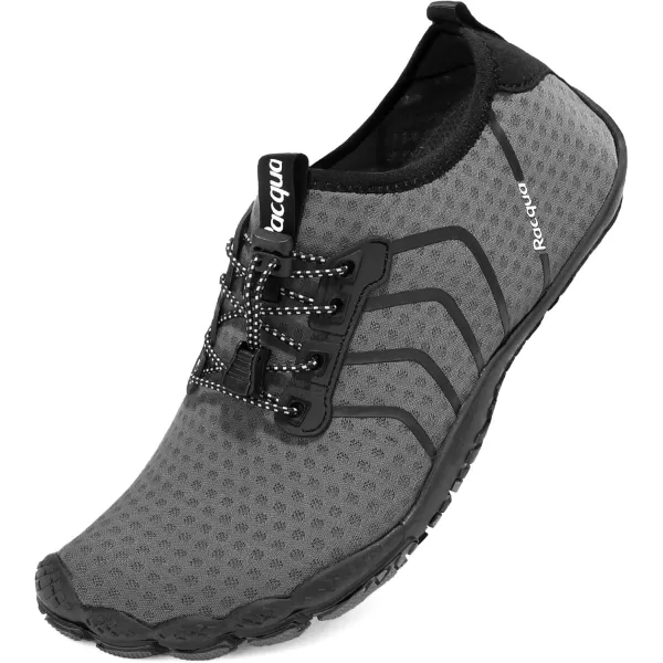 Racqua Water Shoes Quick Dry Barefoot Beach Aqua Sport Swim Surf Pool Hiking Diving Walking for Men WomenWz111deep Grey