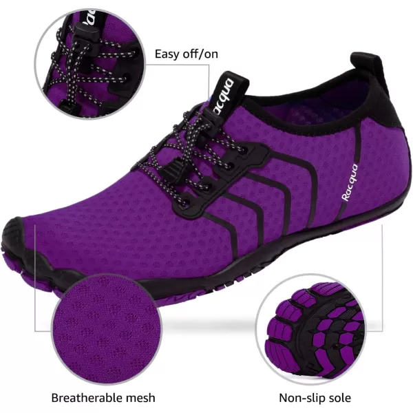 Racqua Water Shoes Quick Dry Barefoot Beach Aqua Sport Swim Surf Pool Hiking Diving Walking for Men WomenWz111purple