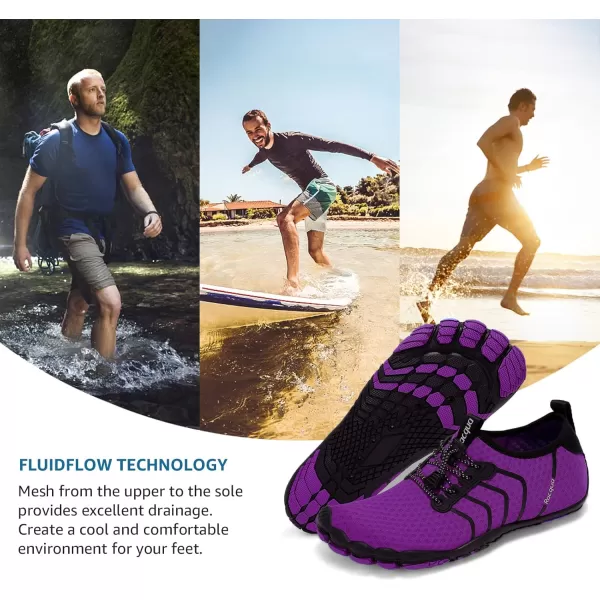 Racqua Water Shoes Quick Dry Barefoot Beach Aqua Sport Swim Surf Pool Hiking Diving Walking for Men WomenWz111purple