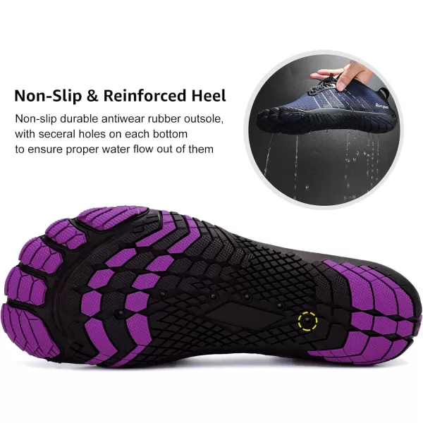 Racqua Water Shoes Quick Dry Barefoot Beach Aqua Sport Swim Surf Pool Hiking Diving Walking for Men WomenWz111purple