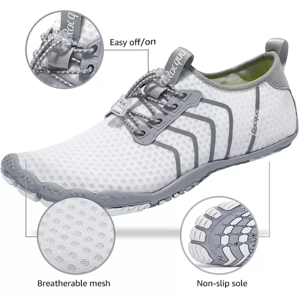 Racqua Water Shoes Quick Dry Barefoot Beach Aqua Sport Swim Surf Pool Hiking Diving Walking for Men WomenWz111white