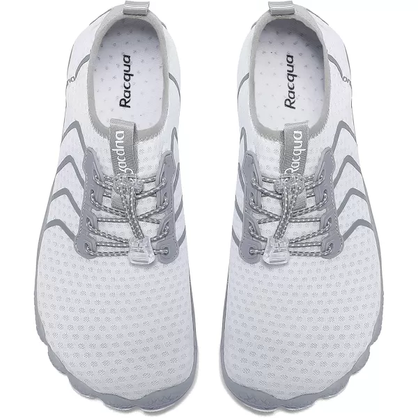 Racqua Water Shoes Quick Dry Barefoot Beach Aqua Sport Swim Surf Pool Hiking Diving Walking for Men WomenWz111white