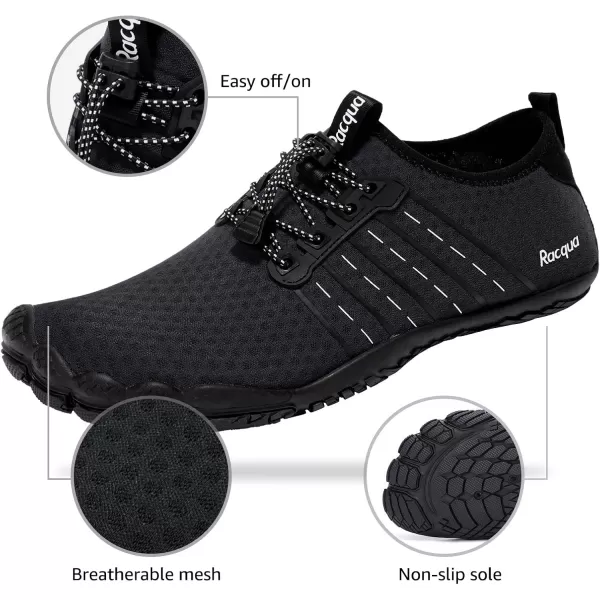 Racqua Water Shoes Quick Dry Barefoot Beach Aqua Sport Swim Surf Pool Hiking Diving Walking for Men WomenWz112black