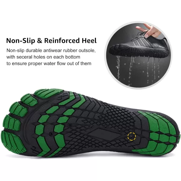 Racqua Water Shoes Quick Dry Barefoot Beach Aqua Sport Swim Surf Pool Hiking Diving Walking for Men WomenWz116blackGreen