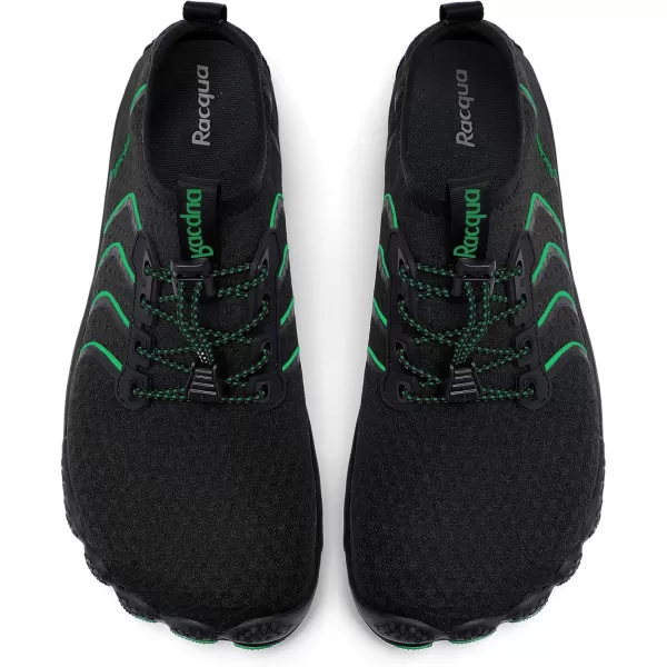 Racqua Water Shoes Quick Dry Barefoot Beach Aqua Sport Swim Surf Pool Hiking Diving Walking for Men WomenWz116blackGreen