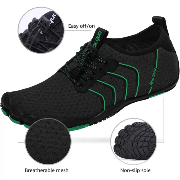 Racqua Water Shoes Quick Dry Barefoot Beach Aqua Sport Swim Surf Pool Hiking Diving Walking for Men WomenWz116blackGreen