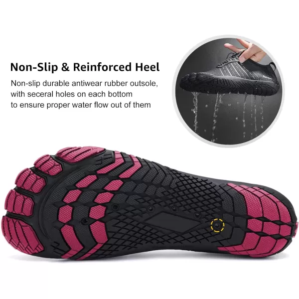 Racqua Water Shoes Quick Dry Barefoot Beach Aqua Sport Swim Surf Pool Hiking Diving Walking for Men WomenWz116blackRose
