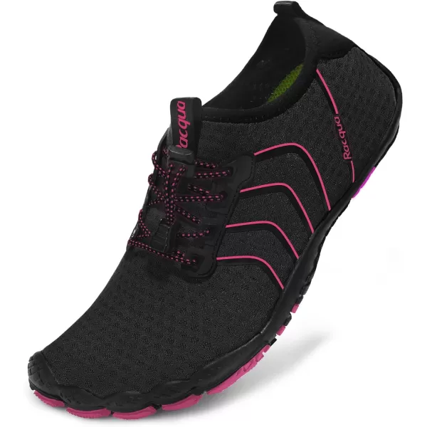 Racqua Water Shoes Quick Dry Barefoot Beach Aqua Sport Swim Surf Pool Hiking Diving Walking for Men WomenWz116blackRose