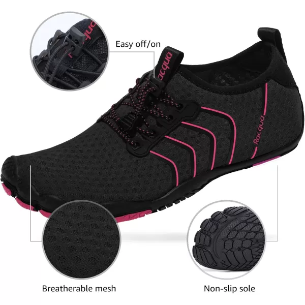 Racqua Water Shoes Quick Dry Barefoot Beach Aqua Sport Swim Surf Pool Hiking Diving Walking for Men WomenWz116blackRose