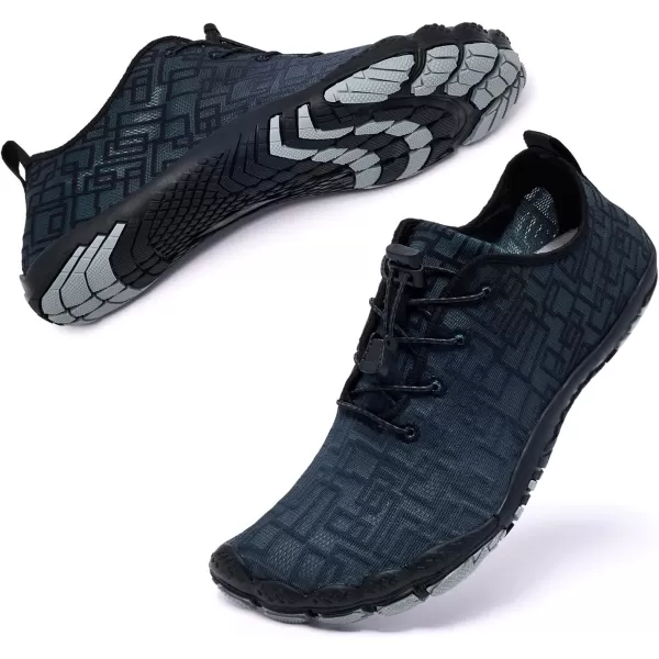 Racqua Water Shoes Quick Dry Barefoot Beach Aqua Sport Swim Surf Pool Hiking Diving Walking for Men WomenWz213mgreyBlack