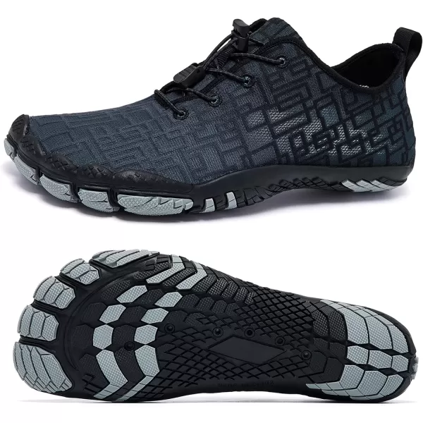 Racqua Water Shoes Quick Dry Barefoot Beach Aqua Sport Swim Surf Pool Hiking Diving Walking for Men WomenWz213mgreyBlack