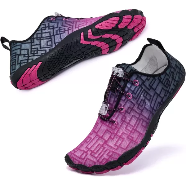 Racqua Water Shoes Quick Dry Barefoot Beach Aqua Sport Swim Surf Pool Hiking Diving Walking for Men WomenWz213wroseBlack