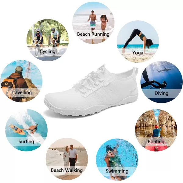 Racqua Water Shoes Quick Dry Barefoot Water Aqua Sport Beach Pool Swim Surf Diving for Men WomenHd1022white