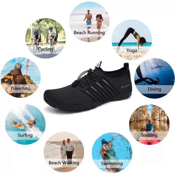 Racqua Water Shoes Quick Dry Barefoot Water Aqua Sport Beach Pool Swim Surf Diving for Men WomenHd102black