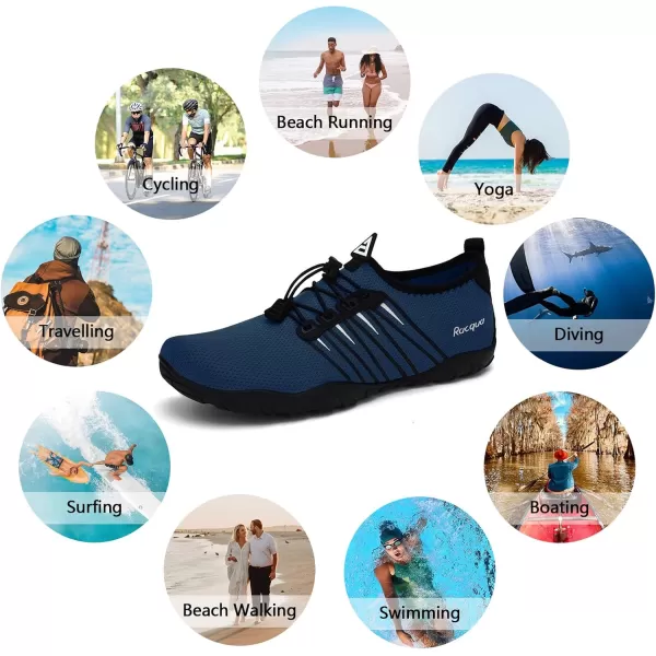 Racqua Water Shoes Quick Dry Barefoot Water Aqua Sport Beach Pool Swim Surf Diving for Men WomenHd102navy
