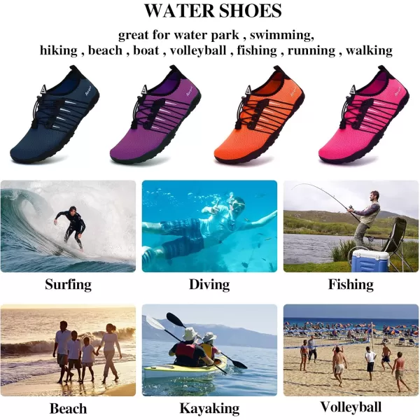 Racqua Water Shoes Quick Dry Barefoot Water Aqua Sport Beach Pool Swim Surf Diving for Men WomenHd102navy