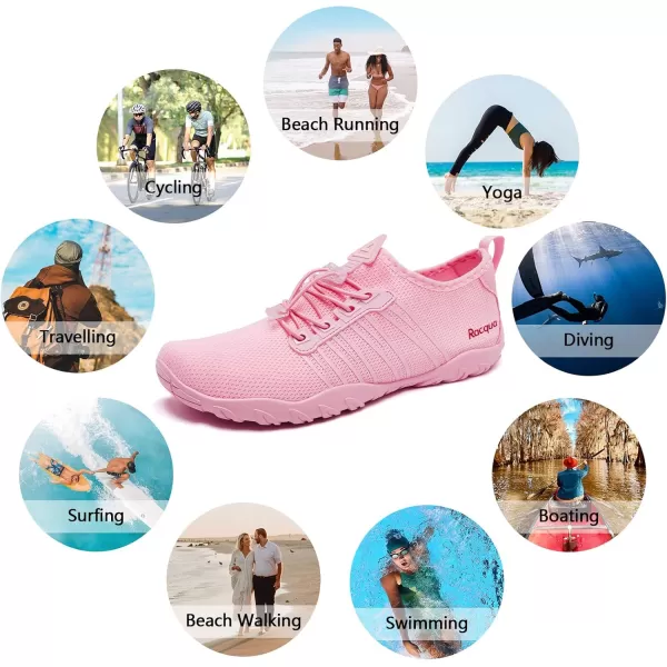 Racqua Water Shoes Quick Dry Barefoot Water Aqua Sport Beach Pool Swim Surf Diving for Men WomenHd102pink
