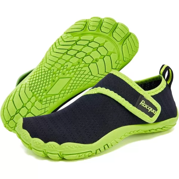 Racqua Boys Girls Kids Toddler Water Shoes Quick Dry Barefoot Lightweight Pool Swim Beach Sport Aqua ShoesToddlerLittle KidBig KidWzk163bblackGreen