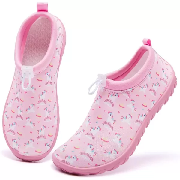 Racqua Boys Girls Kids Water Shoes Swim Shoes Quick Dry Aqua Shoes for Beach Pool LittleBig KidPink2