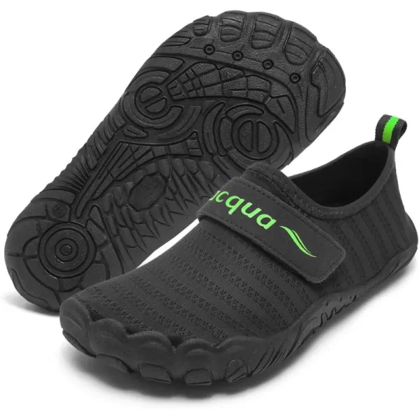 Racqua Kids Water Shoes NonSlip Beach Shoes Outdoor Breathable Swim Shoes Quick Dry Lightweight Pool Aqua Shoes Boys GirlsLittle KidBig KidBlackGreen
