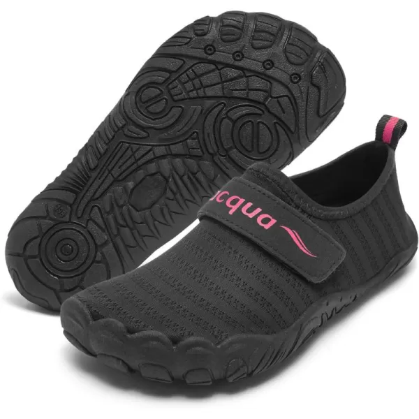 Racqua Kids Water Shoes NonSlip Beach Shoes Outdoor Breathable Swim Shoes Quick Dry Lightweight Pool Aqua Shoes Boys GirlsLittle KidBig KidBlackRose