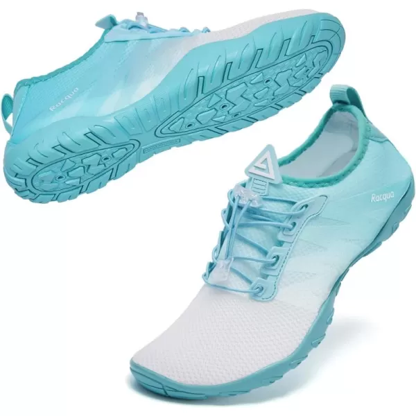 Racqua Water Shoes Men Women Quick Dry Gradient Colors Barefoot Aqua Athletic Sports Swim Surf Beach ShoesHd131mwhiteMint
